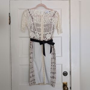 Anthropologie Cream and Black Lace Dress